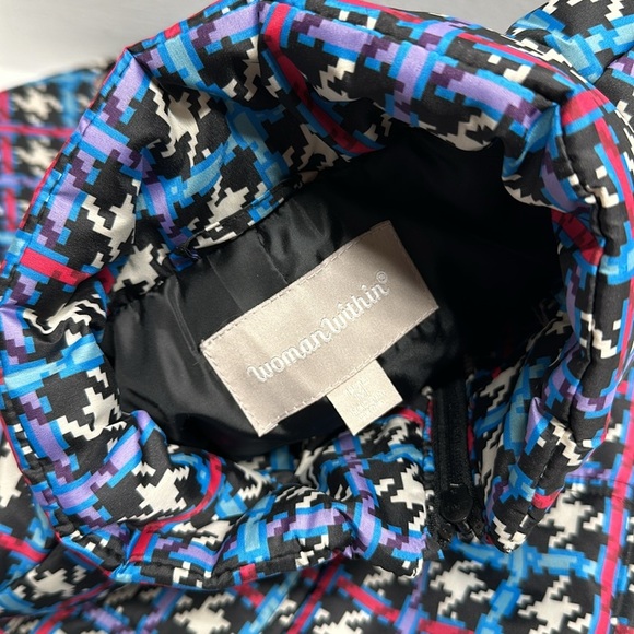 Woman Within Puffer Vest Sleeveless Full Zip Houndstooth Plaid Plus Size 14 16 - Picture 6 of 8